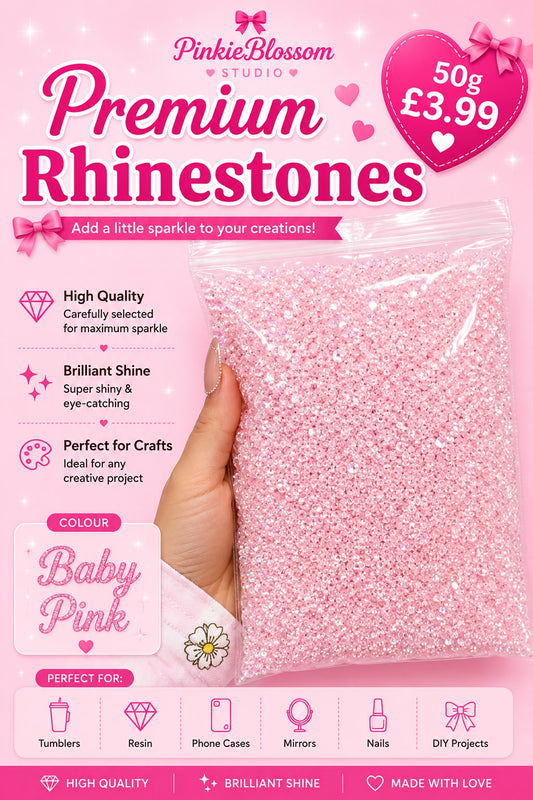 🎀Baby Pink🎀Premium Rhinestones – 50g Sparkle Pack- Arts DIY Crafts