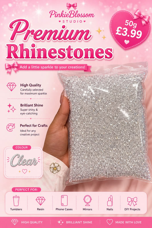 🤍Clear🤍 Premium Rhinestones – 50g Sparkle Pack - Crafts Tumblers