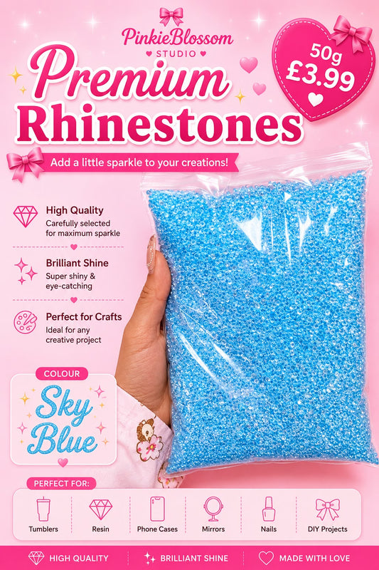 🌀Sky Blue🌀Premium Rhinestones – 50g Sparkle Pack- Arts DIY Crafts